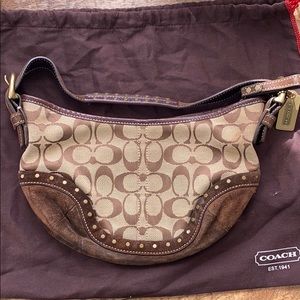 Canvas and suede coach purse